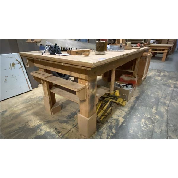 WOODEN WORK TABLE - APPROX.8FT X 4FT X 3FT HIGH