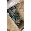 Image 5 : 3 LARGE WOODEN STORAGE BOXES WITH CONTENTS - ASSORTED HOSE, ELECTRICAL, PARTS, HARDWARE