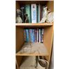 Image 13 : LARGE GROUP OF ASSORTED ITEMS - LARGE SHELF UNIT, WOOD CABINETS, CHAIRS, BAMBOO, TOOL & STORAGE