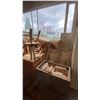 Image 4 : LARGE GROUP OF ASSORTED ITEMS - LARGE SHELF UNIT, WOOD CABINETS, CHAIRS, BAMBOO, TOOL & STORAGE