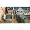 Image 7 : LARGE GROUP OF ASSORTED ITEMS - WOOD SHELF UNITS, DESK, TOOLS, HARDWARE AND MORE