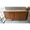Image 1 : WOODEN BUFFET CABINET AND BROWN MICROFIBRE SUEDE LOVESEAT