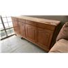 Image 2 : WOODEN BUFFET CABINET AND BROWN MICROFIBRE SUEDE LOVESEAT