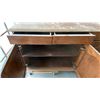 Image 4 : WOODEN BUFFET CABINET AND BROWN MICROFIBRE SUEDE LOVESEAT