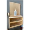 Image 6 : WOODEN BUFFET CABINET AND BROWN MICROFIBRE SUEDE LOVESEAT