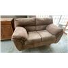 Image 7 : WOODEN BUFFET CABINET AND BROWN MICROFIBRE SUEDE LOVESEAT