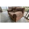 Image 9 : WOODEN BUFFET CABINET AND BROWN MICROFIBRE SUEDE LOVESEAT