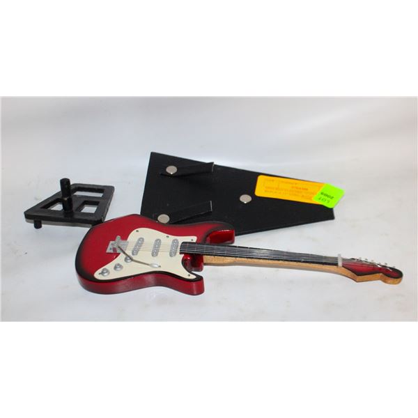 MINI RED ELECTRIC GUITAR REPLICA 11" LONG WITH ST