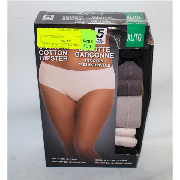NEW 5PK BUFFALO DAVID BITTON COTTON HIPSTER XL
