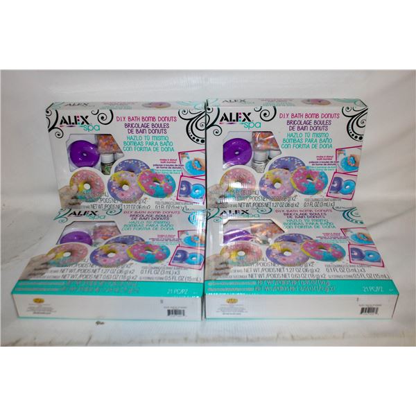 BOX OF 4 ALEX SPA DO IT YOURSELF BATH BOMBS DONUTS