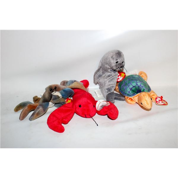 TY BEANIE BABIES W/TAGS OCEAN ANIMALS - SLIPPERY,
