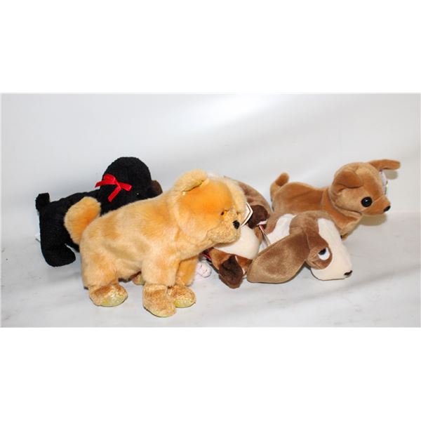 TY BEANIE BABIES W/TAGS DOGS - TRACKER, TINY GIGI,