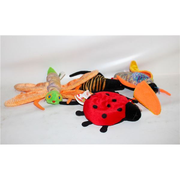 TY BEANIE BABIES W/TAGS BUGS-TWITTERBUG, SPINNER,