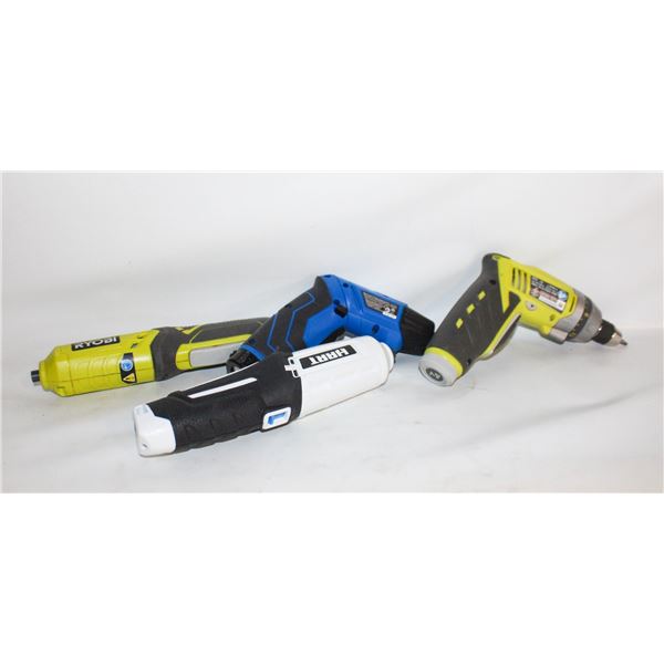 LOT OF 4 DRILLS WORKING NO CHARGERS