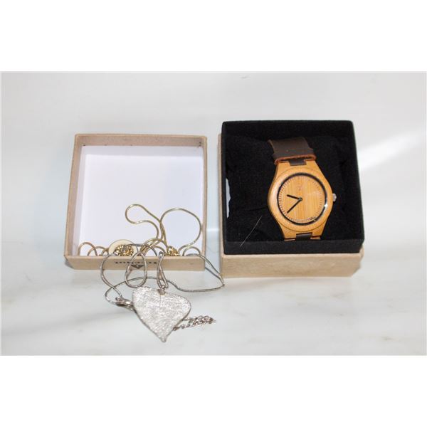 COSTUME JEWELRY + TREEHUT WOODEN BAMBOO WATCH-