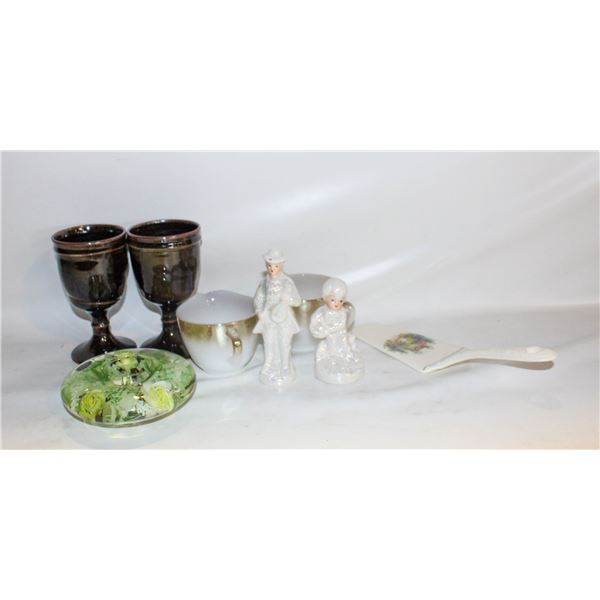 FEDERAL GLASS CREAM/SUGAR, IRIDESCENT