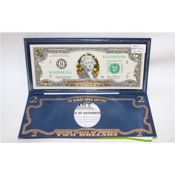 2003 22K GOLD EDITION $2 WITH COA