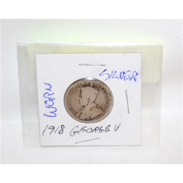 1918 GEORGE V QUARTER SILVER VERY WORN