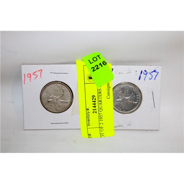 LOT OF 2 1957 QUARTERS SILVER