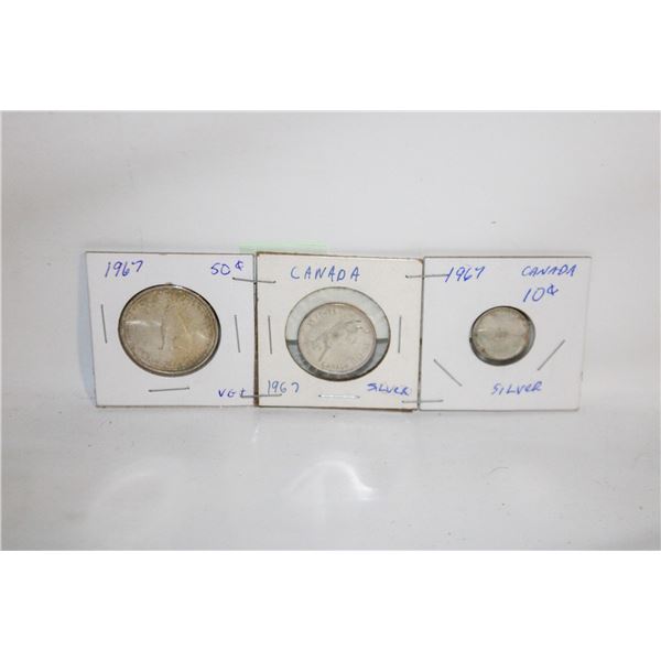 1967 CANADA 3 COIN SILVER SET
