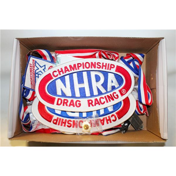 BOX OF PINS AND BADGES