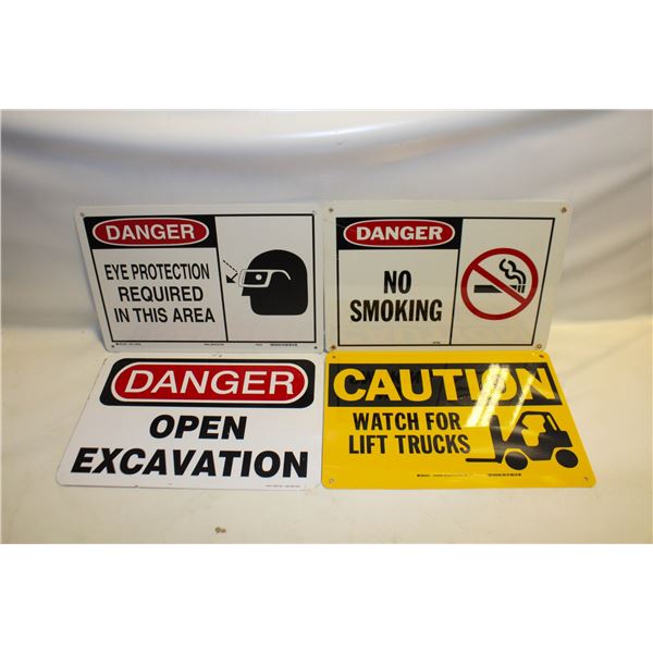 4 OF METAL SIGNS 14 INCHES X 10 INCHES