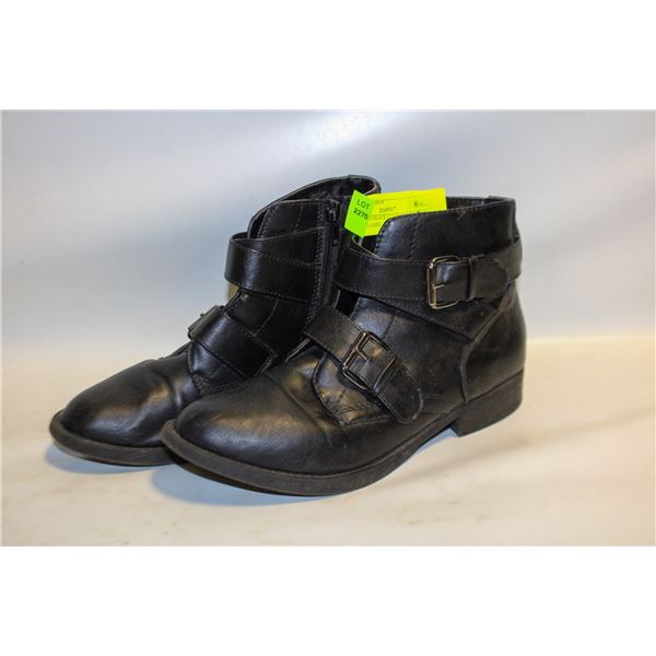 WOMENS BLACK LEATHER ANKLE BOOTS LINED