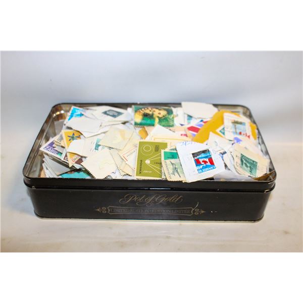ANTIQUE & VINTAGE STAMPS IN TIN BOX