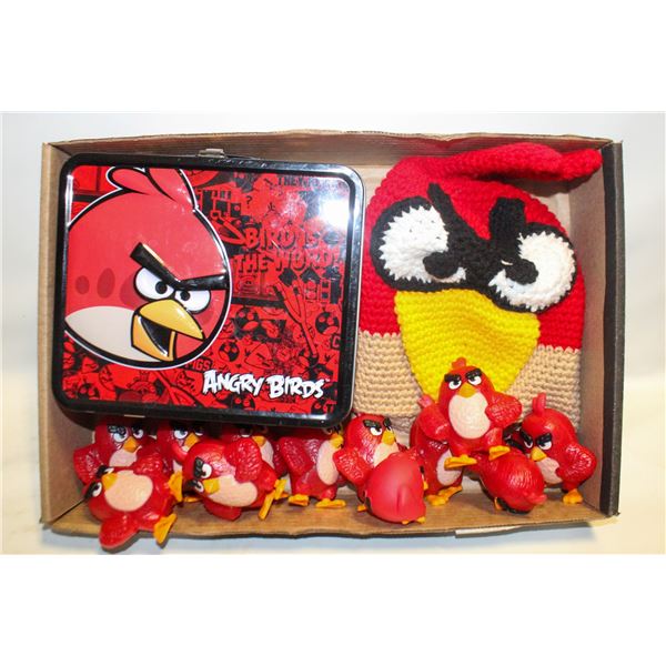 TIN LUNCH BOX WITH ANGRY BIRD TOYS &