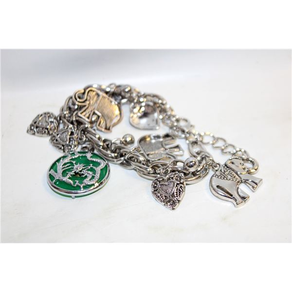 ELEPHANT SILVER TONED TIGGLE BRACELET +