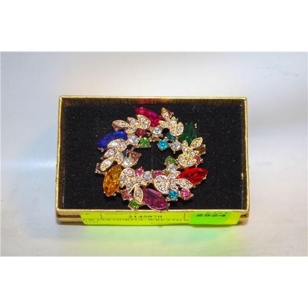 NEW COLOURFUL WREATH BROOCH WITH