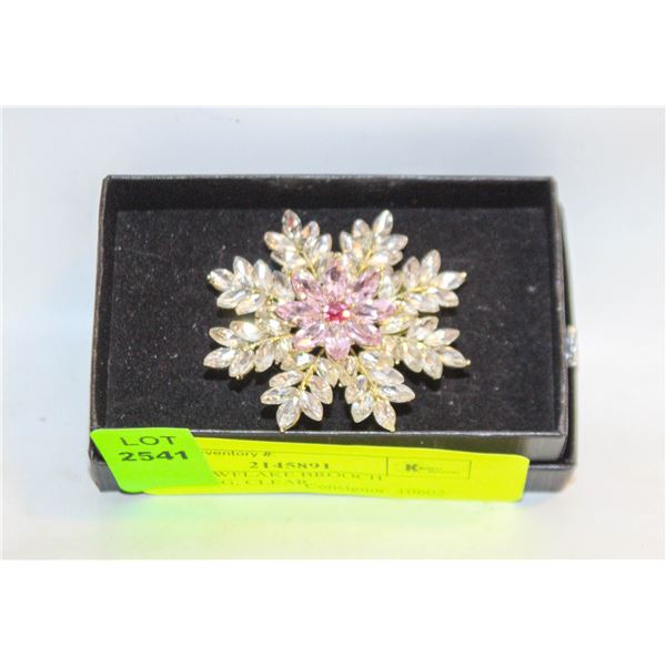 NEW SNOWFLAKE BROOCH SPARKLING, CLEAR,