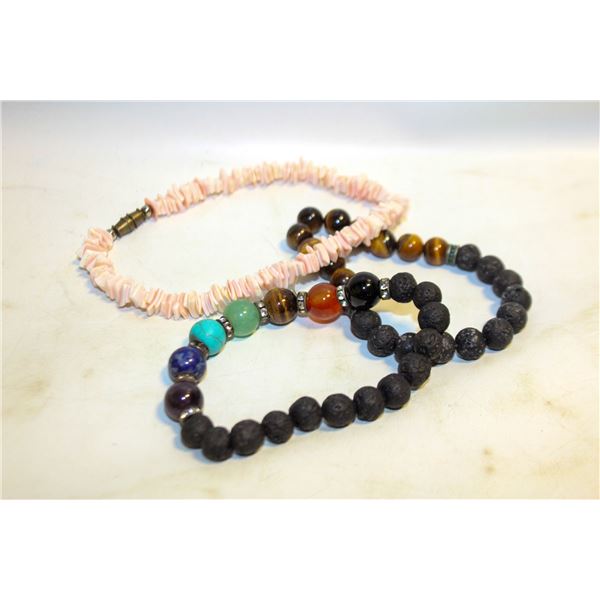 PINK PUKA ANKLE BRACELET, 2 LAVA STONE