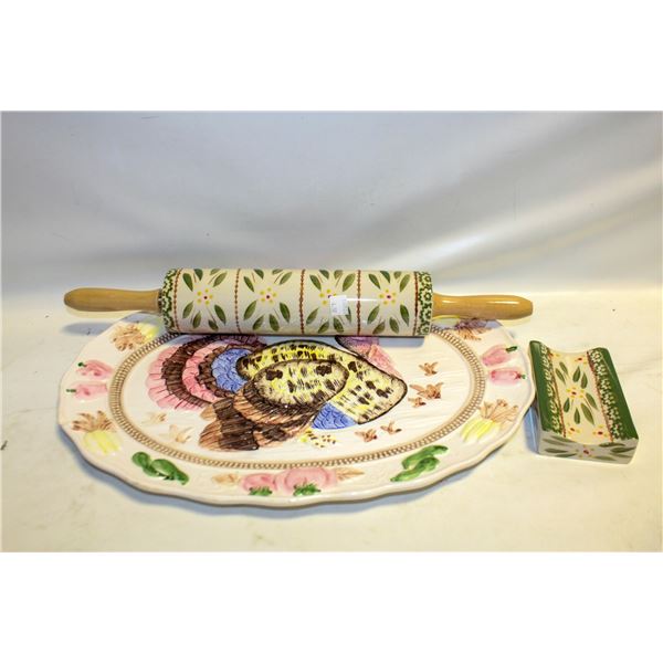 TEMPTATIONS OLD WORLD CERAMIC ROLLING PIN