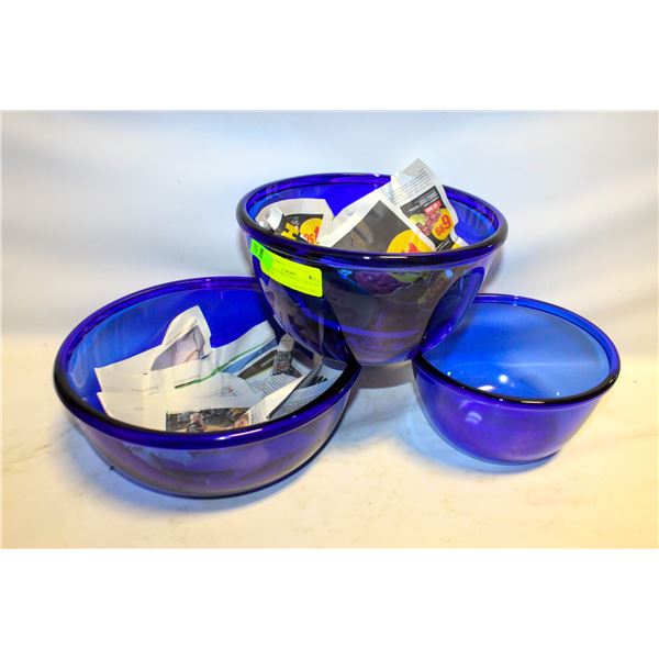 VINTAGE COBALT BLUE 3 NESTING MIXING