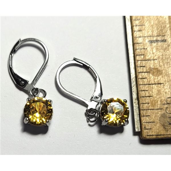 19)  SET OF SILVER TONE WITH CITRINE YELLOW