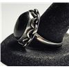 Image 2 : 7)  NATURAL OVAL BLACK ONYX SIZE 9 RING WITH