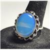 Image 1 : 8)  NATURAL OVAL OPALINE SIZE 8 RING WITH