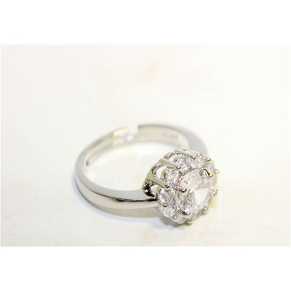 3CT FLOWER MOISSANITE SIZE 6 ADJUSTABLE RING