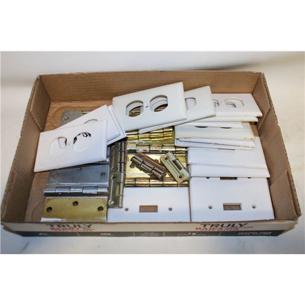 SURPLUS HINGES AND OUTLET PLATES