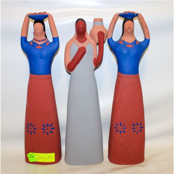 NEW HANDMADE 3 STYLIZED RED CLAY MEXICAN