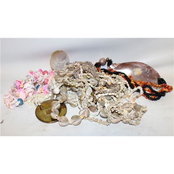 VINTAGE 8 DIFFERENT SHELL NECKLACES