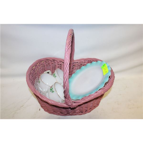 HAZEL ATLAS CRINOLINE MILK GLASS PLATE,