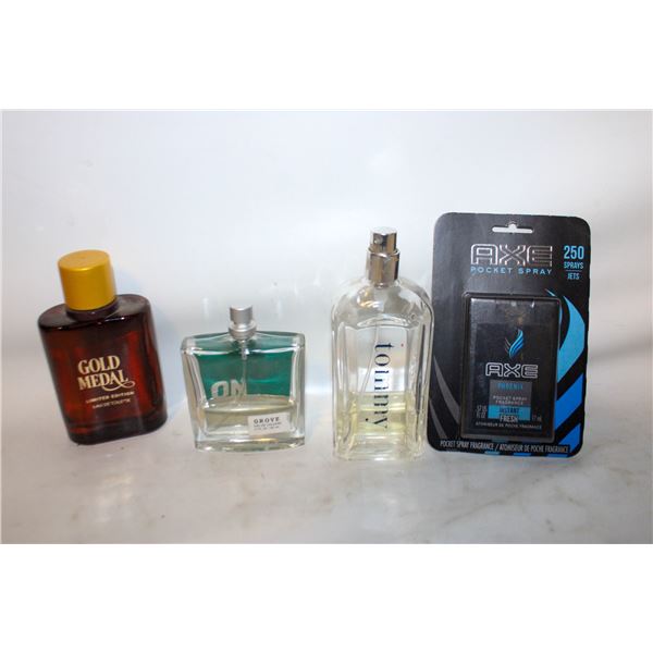 3 MENS COLOGNES PLUS AXE POCKET SPRAY(2 FULL ONE