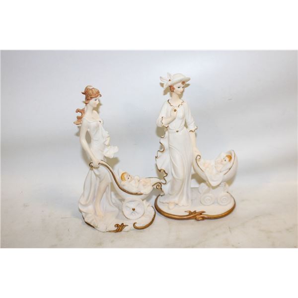 PAIR DETAILED HANDPAINTED WHITE AND