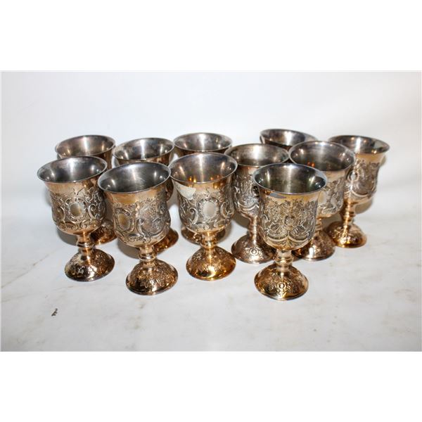 11 SILVER PLATED GOBLETS