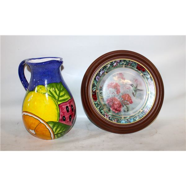 WHITE EARED HUMMINGBIRD PLATE FRAMED +