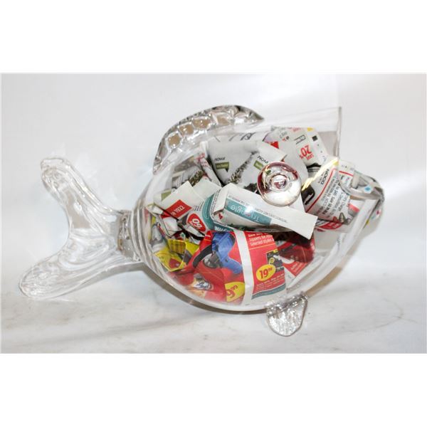 MCM VINTAGE 1960'S BOWRING GLASS FISH VASE/