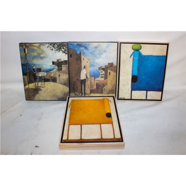 4 - 8.5" X 10" COLOUR PRINTED FRAMED CANVASES,