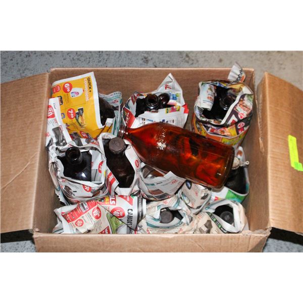 VINTAGE HEAVY BROWN GLASS PUREX JUGS +